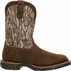 Rocky Long Range 11in Waterproof Western Boot, MOSSY OAK BOTTOM LAND, M, Size 10 RKW0358